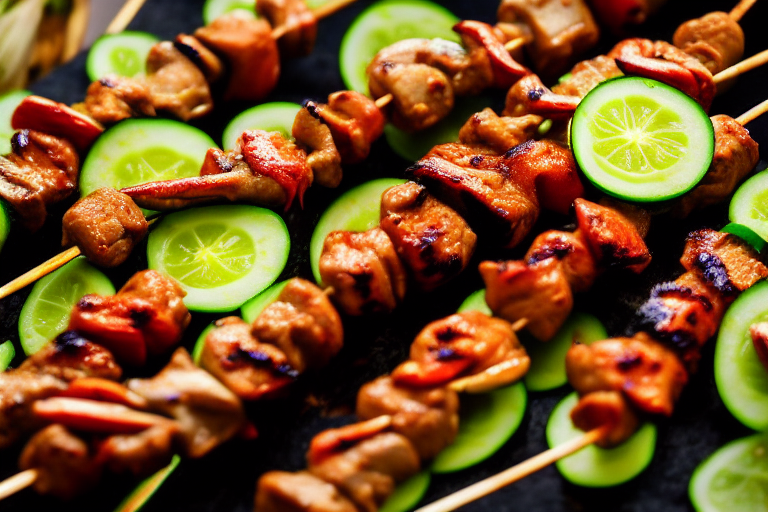 육즙-가득한-꼬치요리-오이토핑