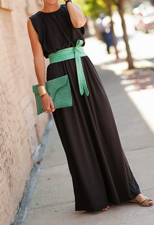 롱블랙드레스에 벨트하기