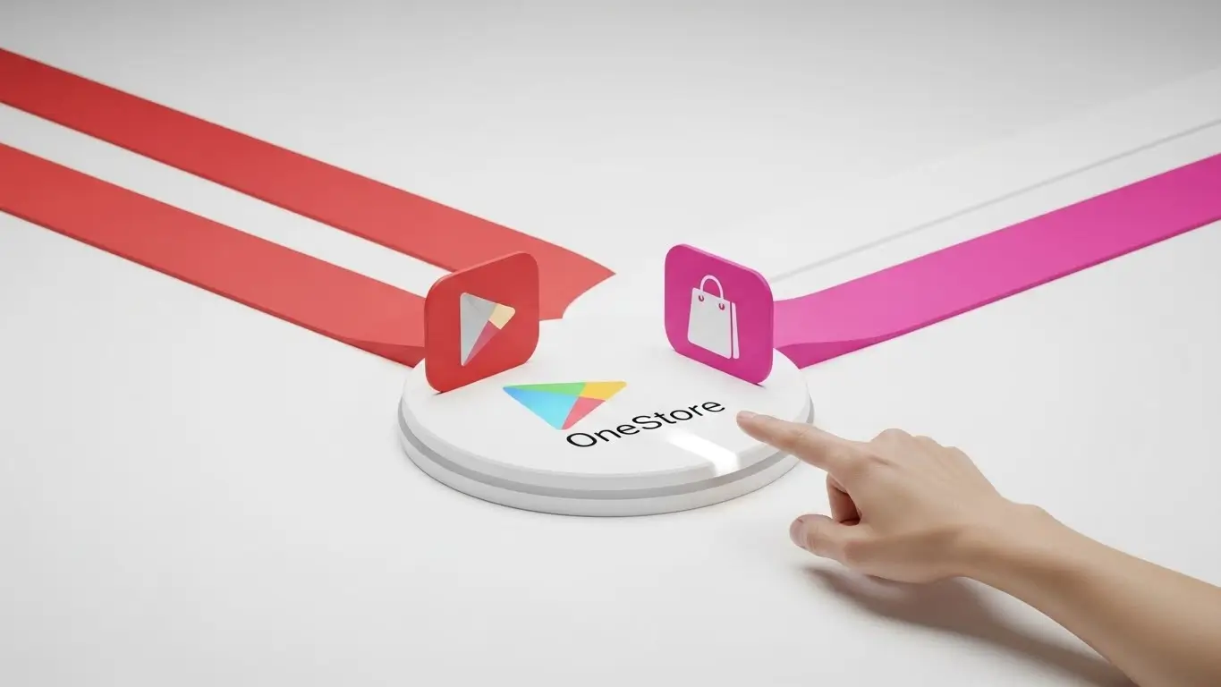 통신사별 로고와 구글 플레이 스토어 아이콘을 비교하며 최적의 결제 루트를 찾는 이미지