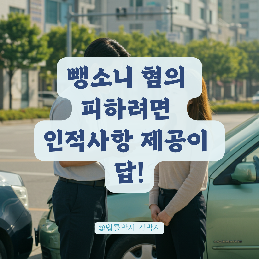 뺑소니 혐의 피하려면? 인적사항 미제공 사고 대응법 요약.