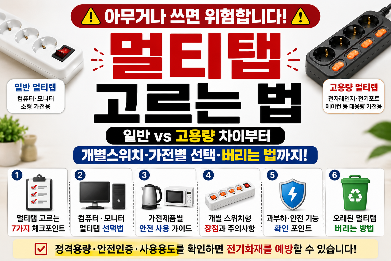 멀티탭 고르는 법 일반 멀티탭 고용량 멀티탭 차이