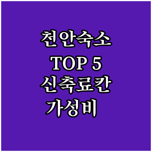 천안 숙소 추천 TOP 5 신축 료칸..