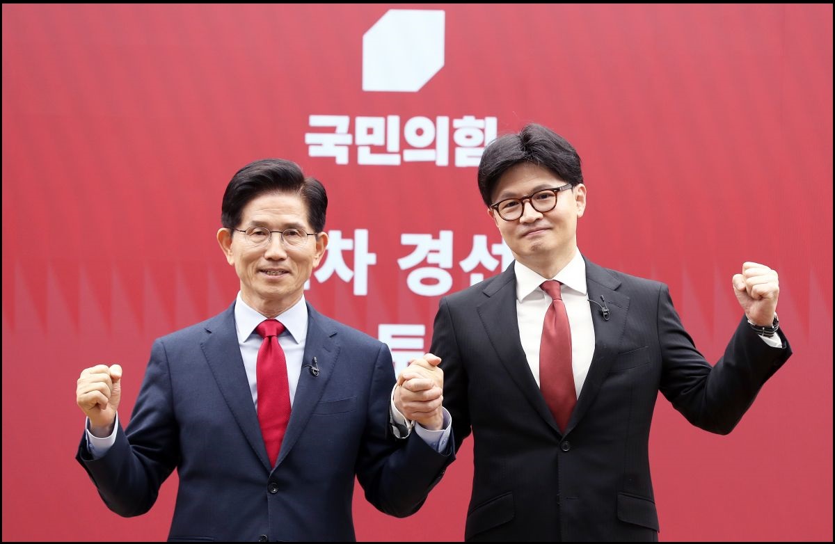 김문수 한동훈 두 후보의 모습