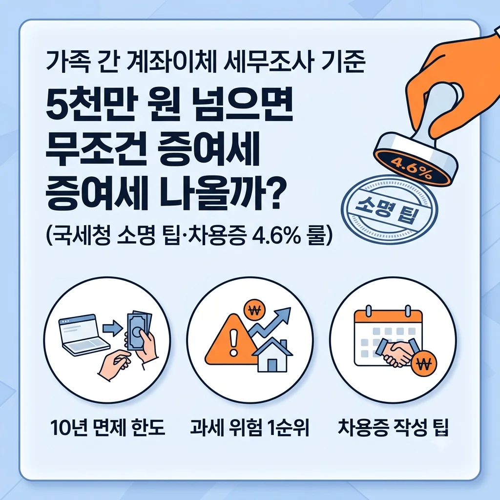 가족 간 계좌이체 증여세 세무조사 기준 및 차용증 작성법 총정리