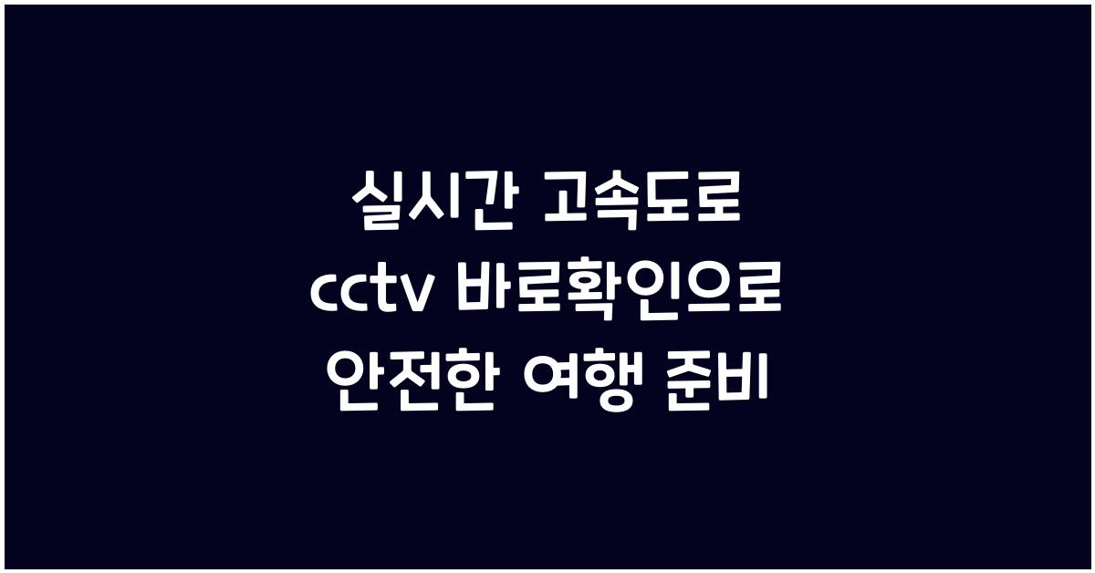 실시간 고속도로 cctv 바로확인