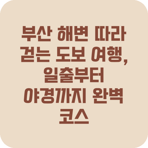 부산 해변 따라 걷는 도보 여행, 일출부터 야경까지 완벽 코스