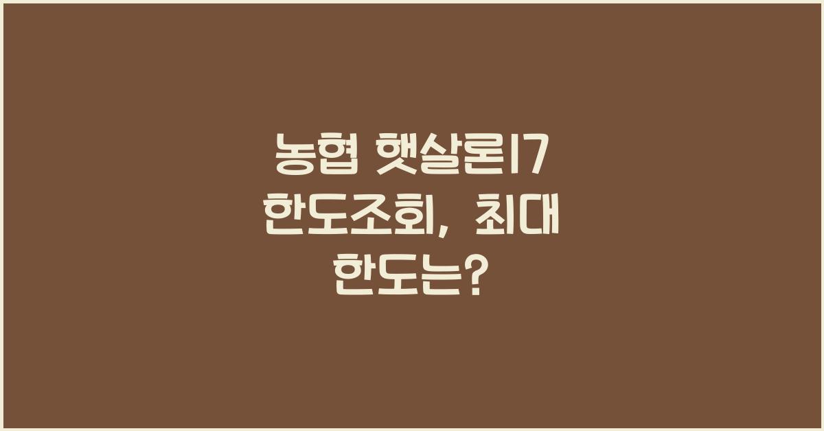 농협 햇살론17 한도조회