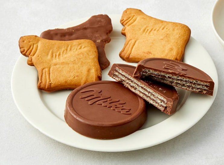 하얀접시위에 다양한 초코쿠키