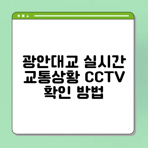 광안대교 실시간 교통상황 CCTV 확인 방법