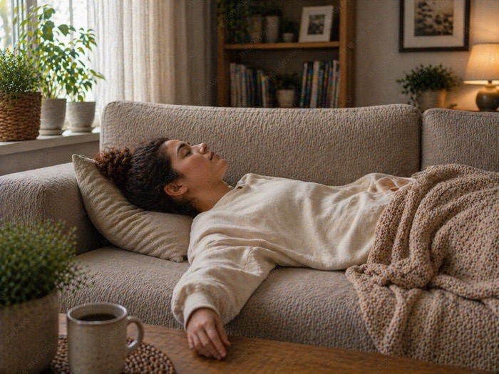 daytime fatigue lying on couch sleep deprivation weekend recovery myth