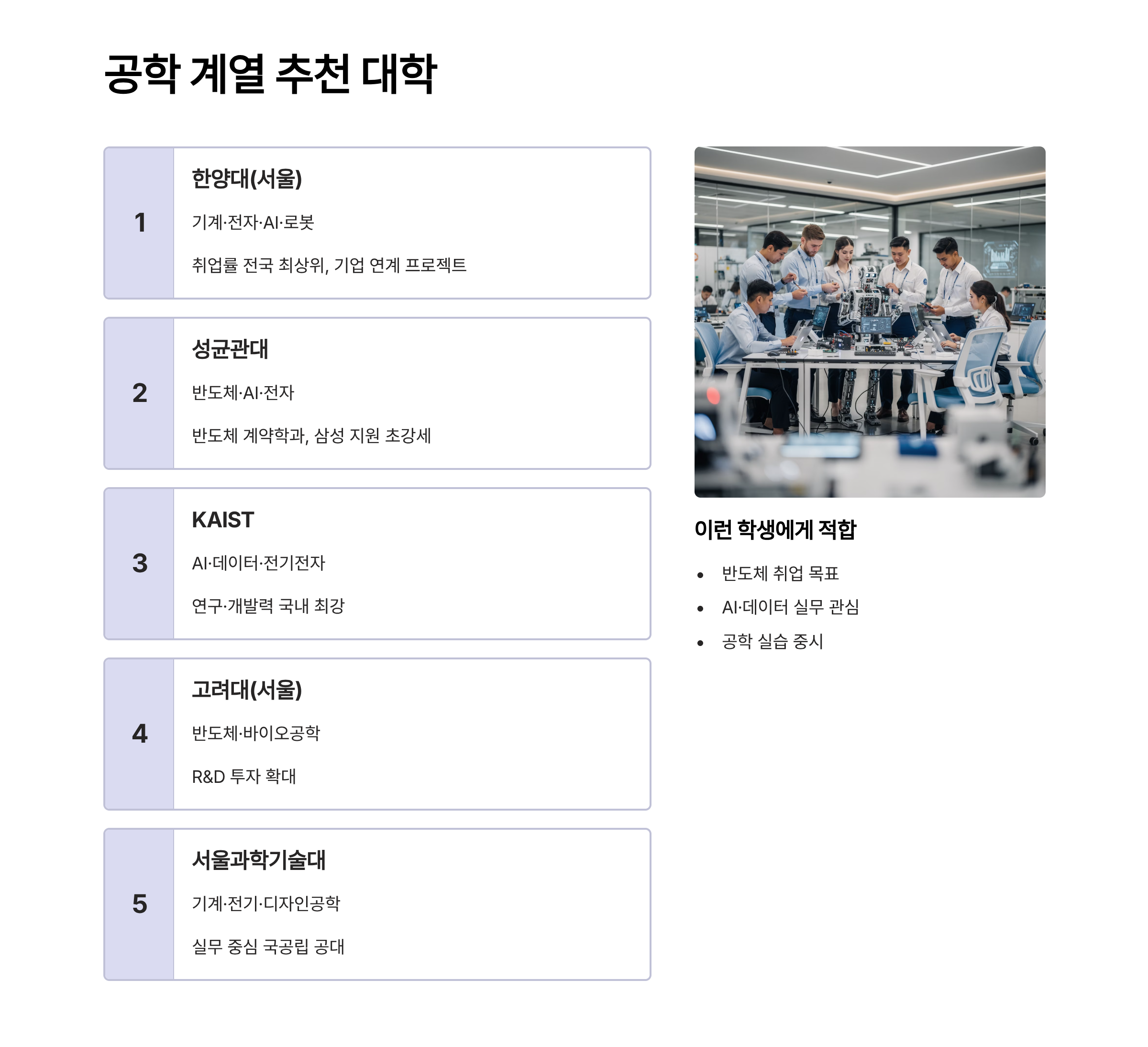 공학 계열 추천 대학