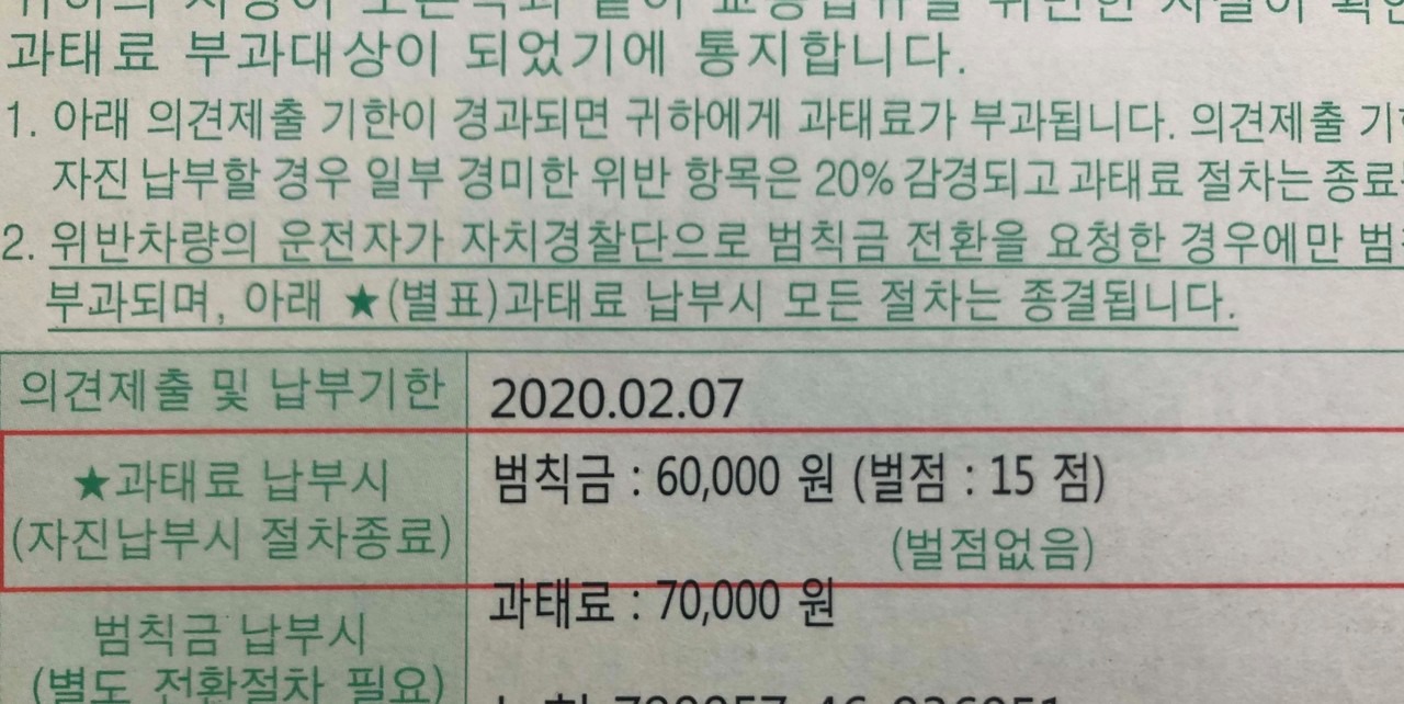 어린이보호구역 속도위반 과태료