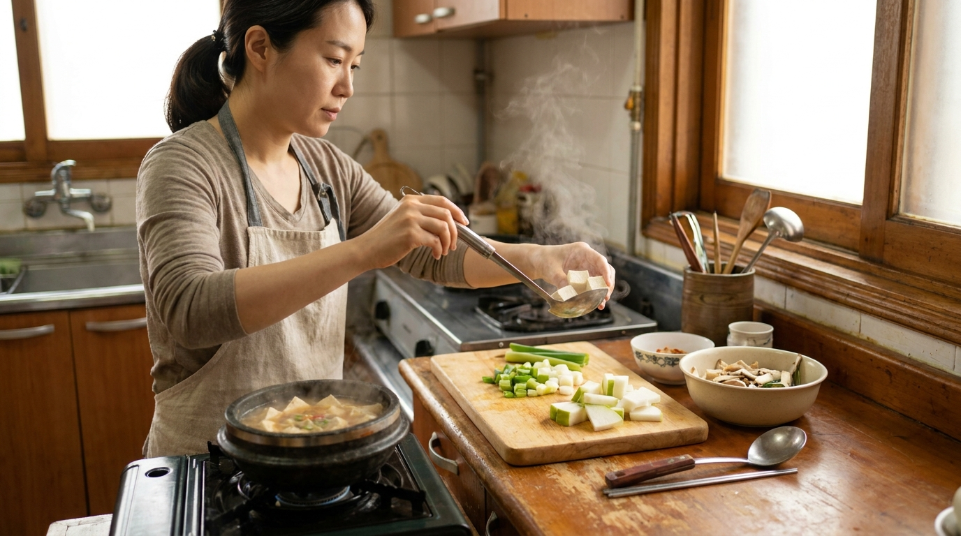 두부 요리 만드는 아이