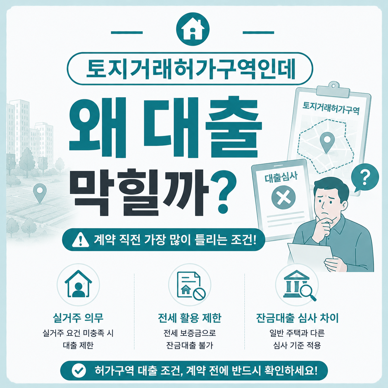 토지거래허가구역 대출 가능 여부를 확인하는 계약자 모습
