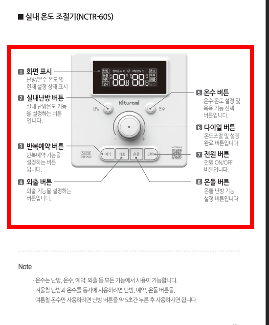 귀뚜라미보일러 온도조절기 사용법 절약법
