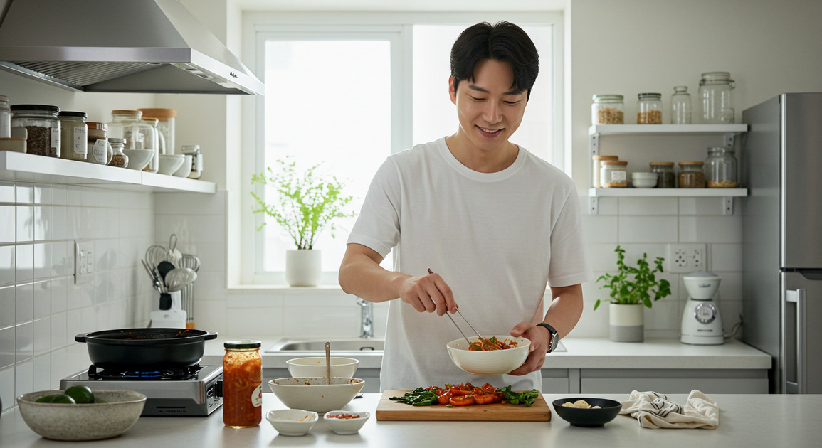 음식물 쓰레기 줄이는 남성 이미지