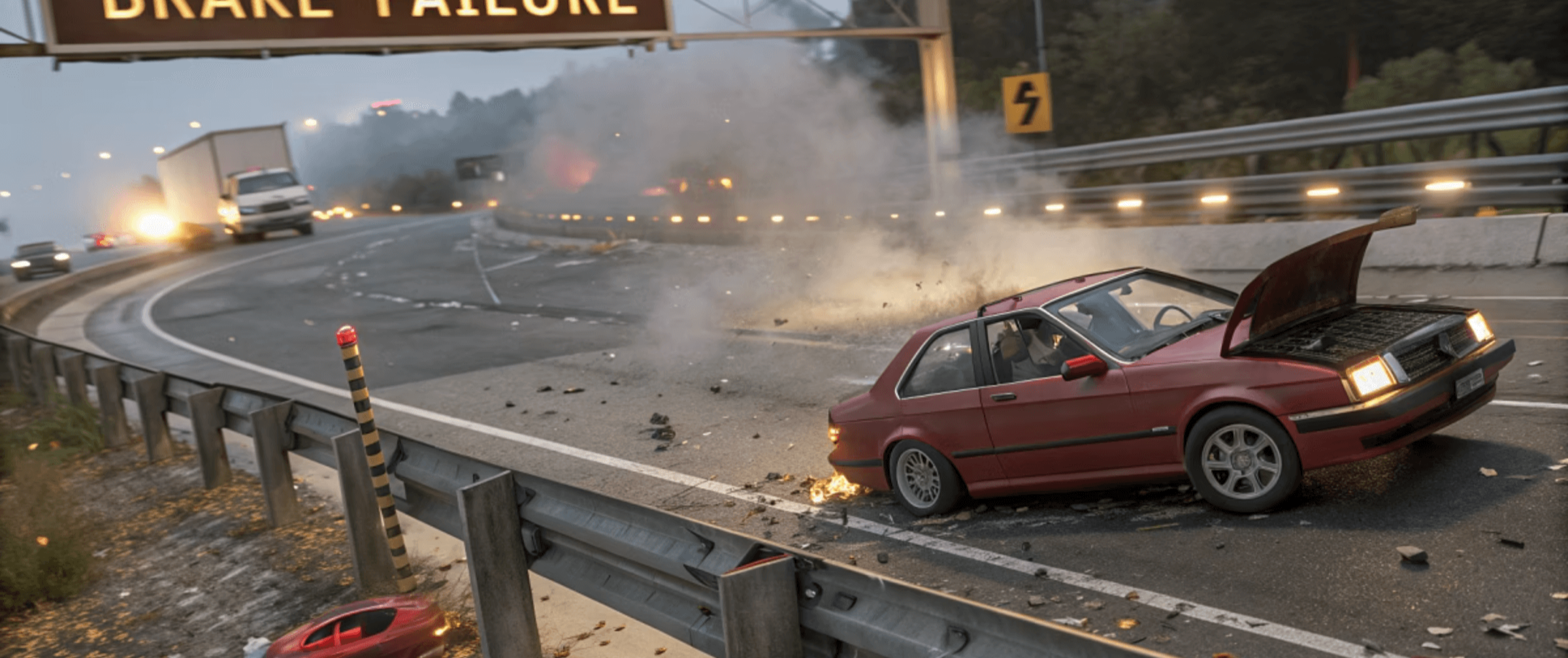 브레이크의 위험을 안내하는 이미지