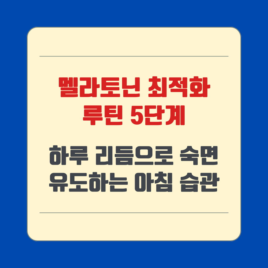 멜라토닌 최적화 루틴 5단계 – 하루 리듬으로 숙면 유도하는 아침 습관