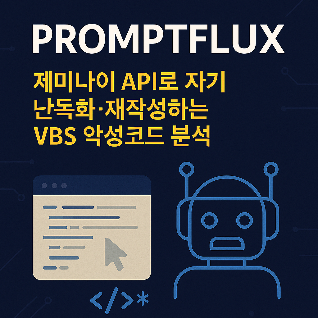 PROMPTFLUX 제미나이 API 자체 난독화 재작성 VBS 악성코드