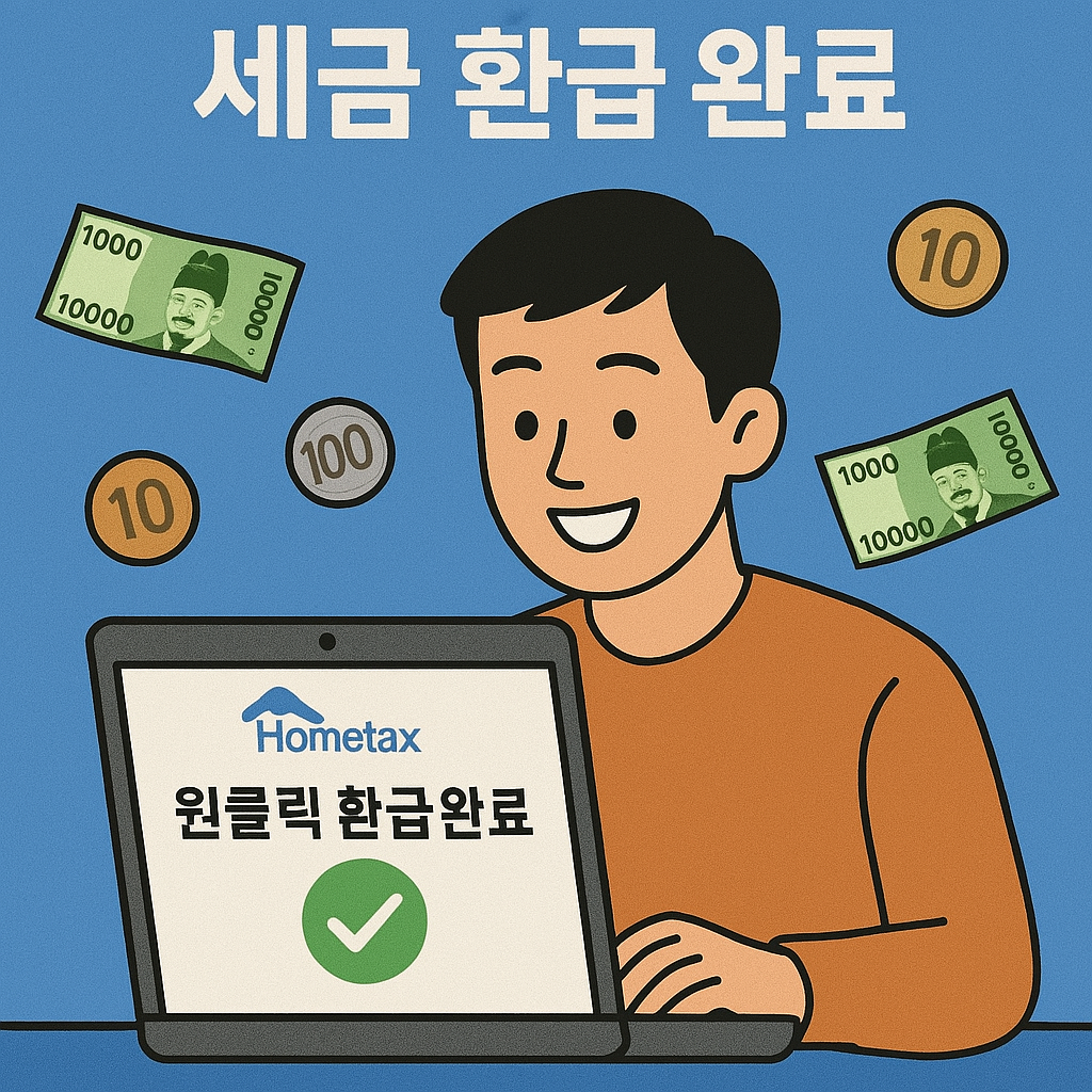 국세청 홈택스 세금 환급 방법을 설명하는 이미지