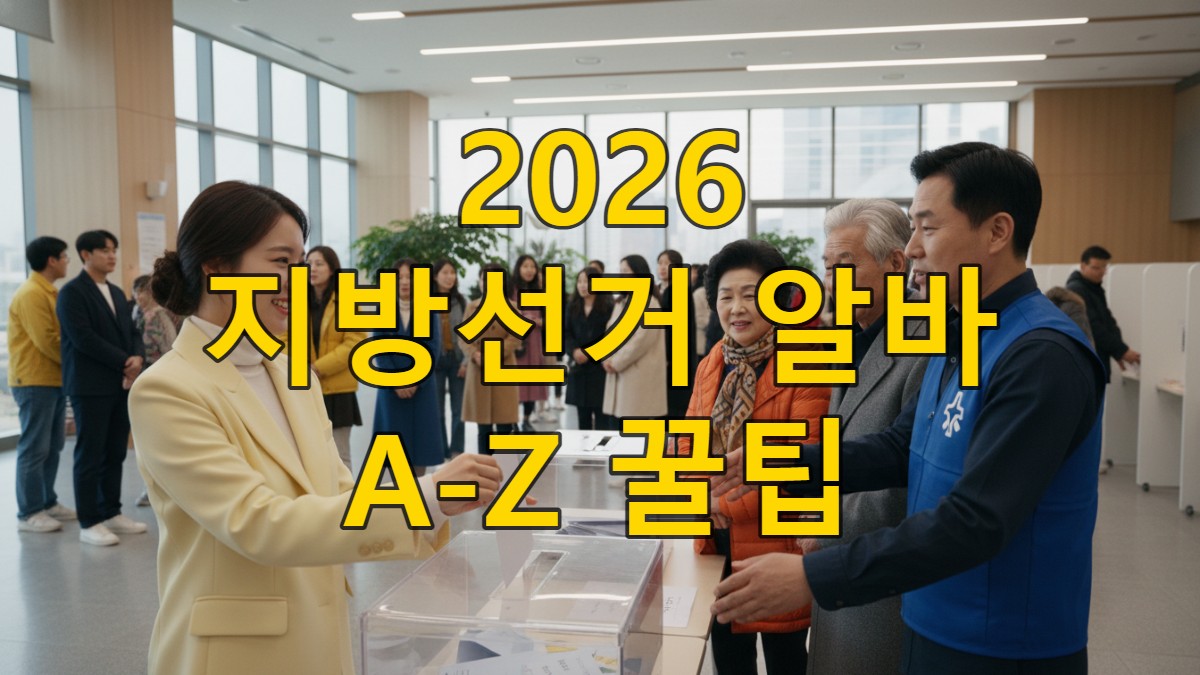 2026년 지방선거 투표소에서 유권자에게 투표 용지를 안내하고 확인하는 한국인 투표 사무원과 투표하는 시민들의 모습