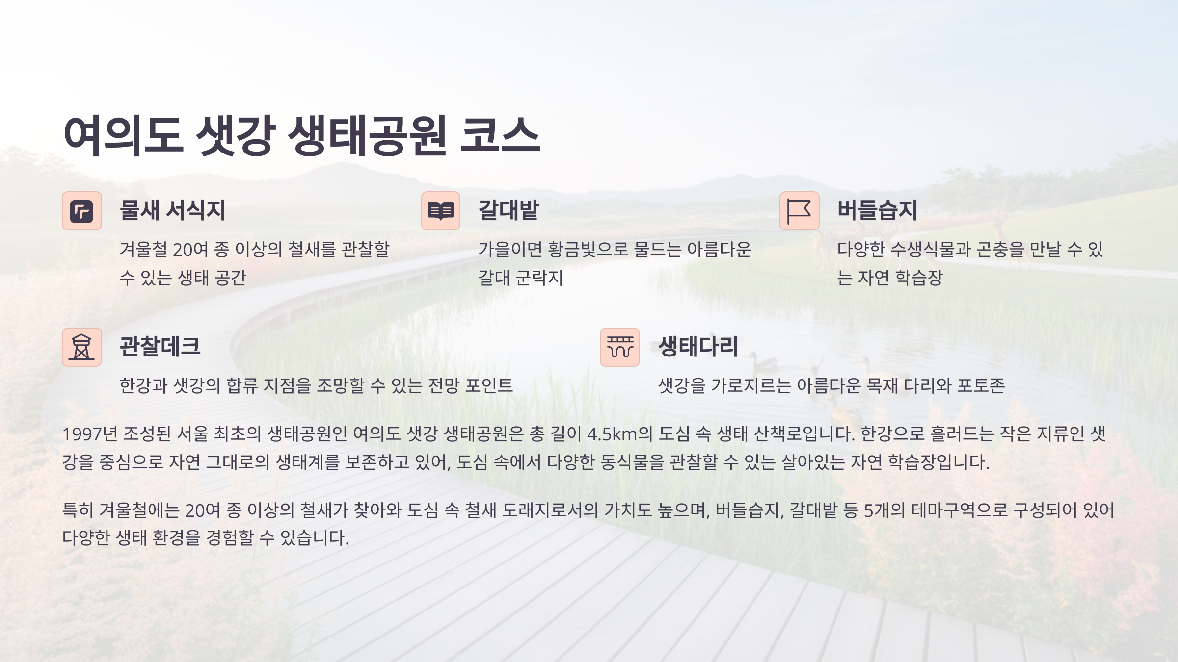 🌸 여의도 샛강 생태공원 코스