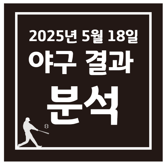 2025년 5월 18일 KBO 프로야구 경기 결과 &amp; 순위