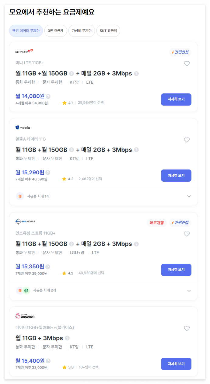 알뜰폰 비교 추천