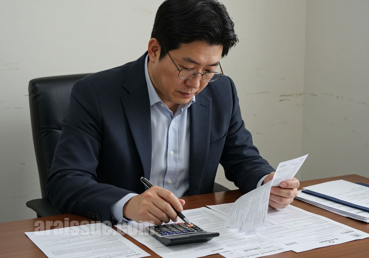 세액공제 서류 준비하는 남성