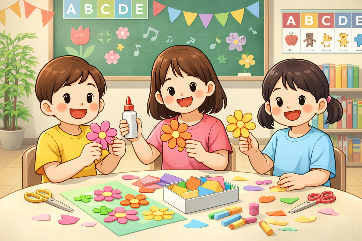 아이들과 색종이 꽃 만들기