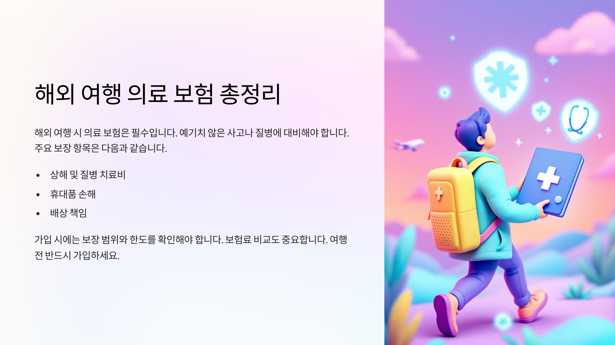 해외 여행 의료 보험 총정리