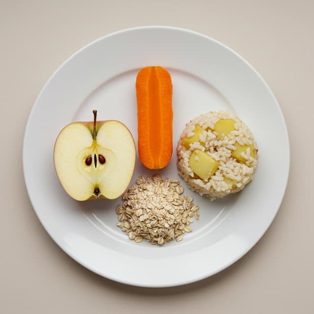 펙틴과 저항전분 식품을 한눈에 비교한 접시