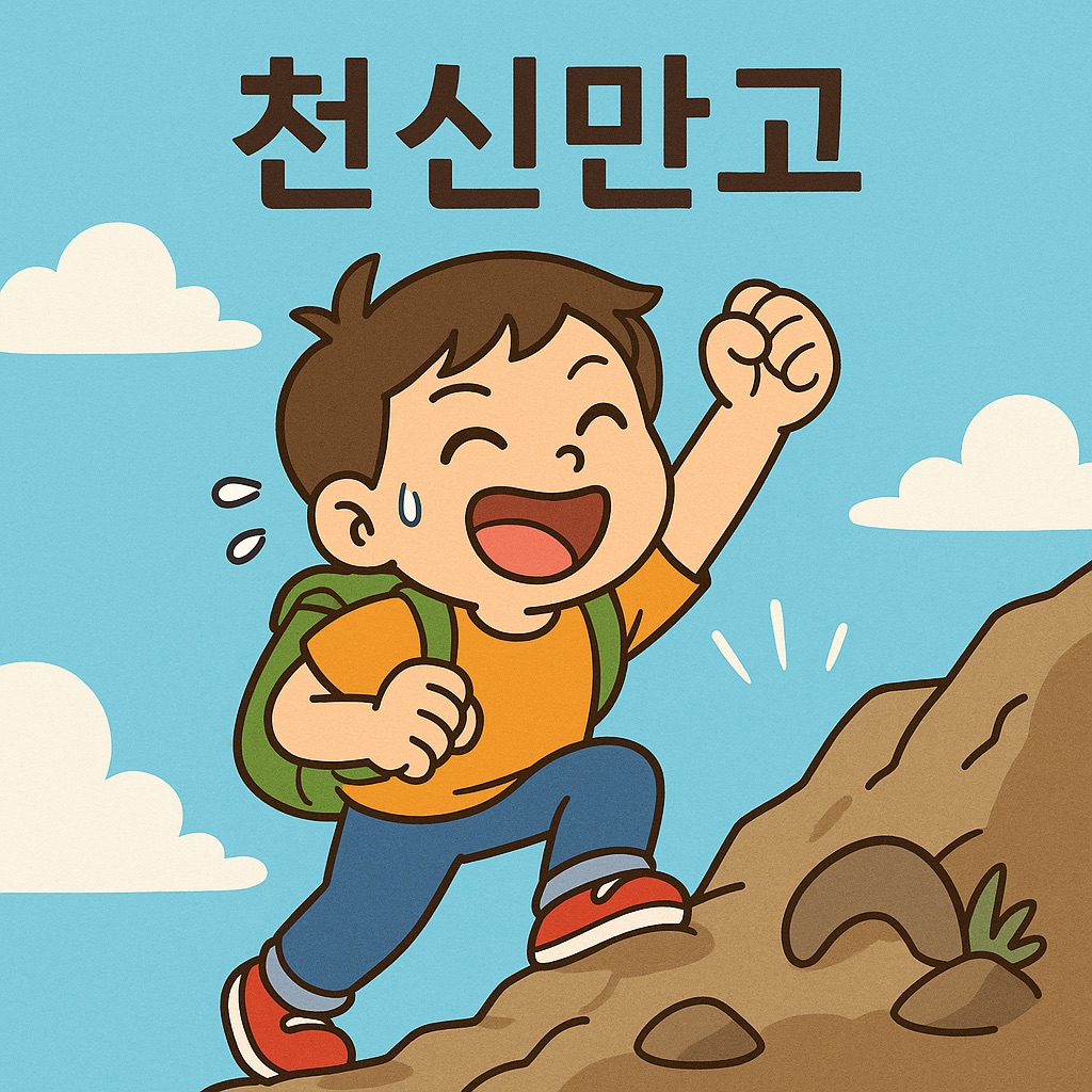 천신만고 사자성어 그림