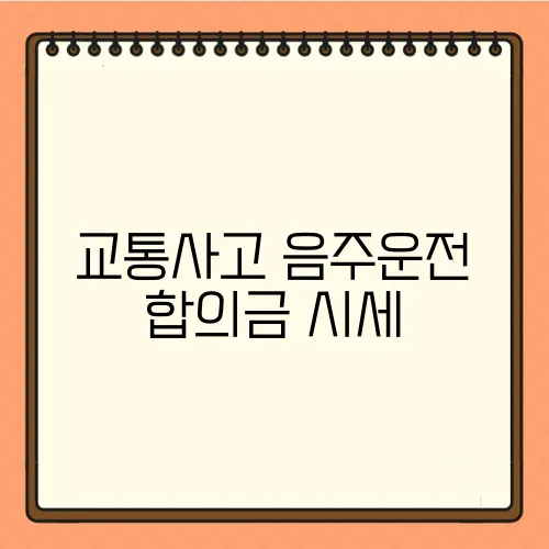 교통사고 음주운전 합의금 시세