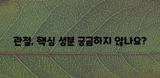 다음 중 하나를 선택해 보세요.

*   관절보궁 핵심 성분, 정말 중요하겠죠!
*   관!