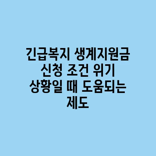 긴급복지 생계지원금 신청 조건 위기 상황일 때 도움되는 제도