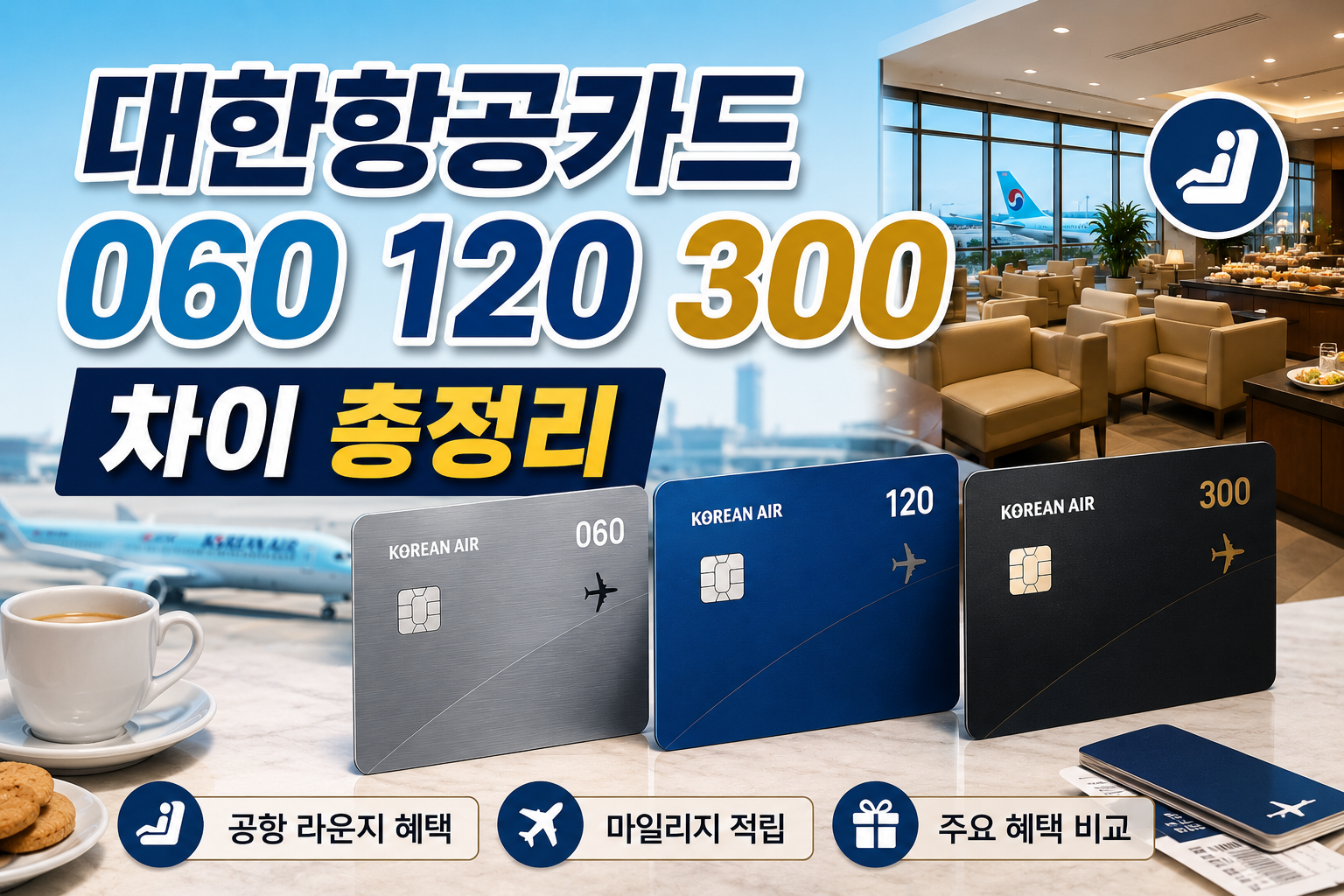 대한항공카드 060 120 300 차이 총정리|공항 라운지 혜택 비교 관련 사진