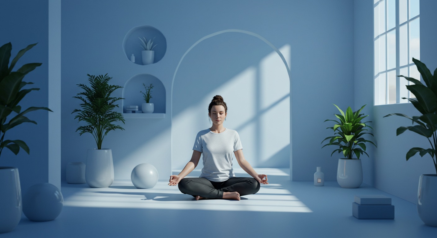 IBS 환자의 마음 관리와 스트레스 완화를 위한 다양한 방법들을 보여주는 이미지