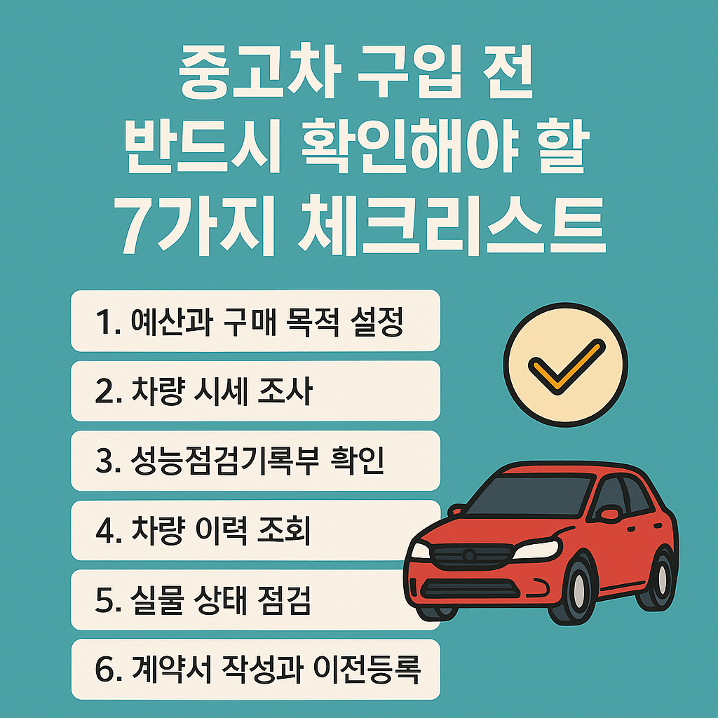중고차 구입 전 반드시 확인해야 할 7가지 체크리스트 및 차량 이력조회방법