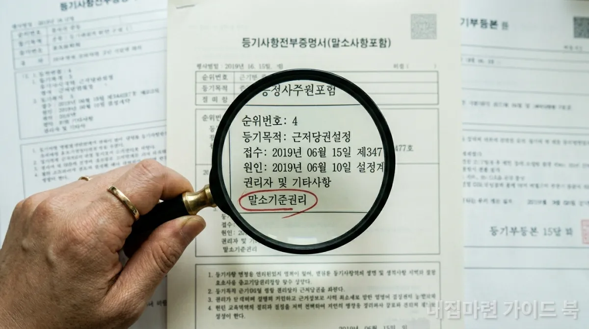 말소기준권리를 확대경으로 확인하는 한국인의 손