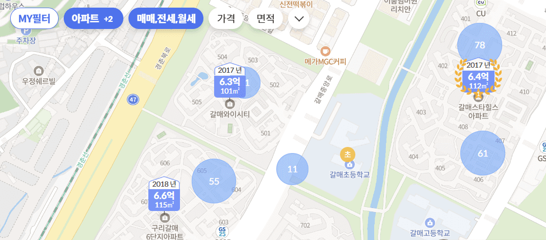 아파트실거래가 조회방법 (공시지가 조회)