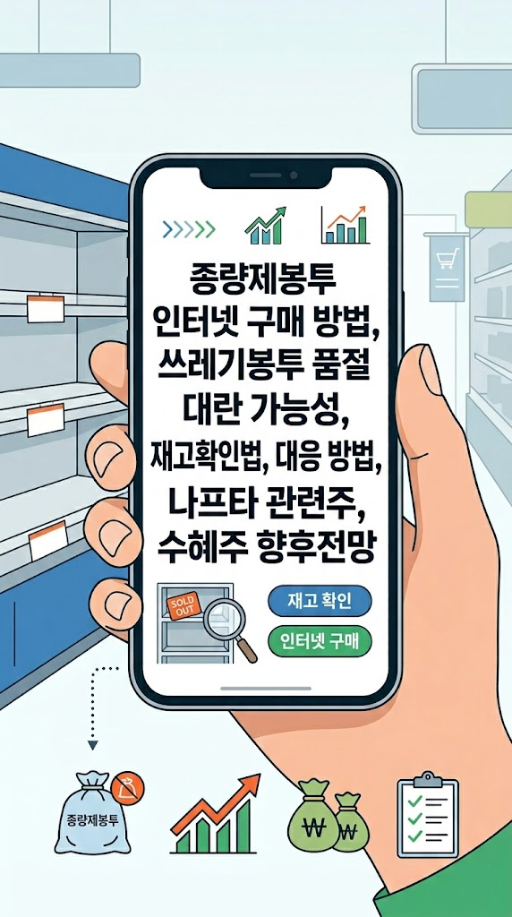 종량제봉투 인터넷 구매 방법, 쓰레기봉투 품절 대란 가능성, 재고 확인법, 대응 방법, 나프타 관련주, 수혜주 향후전망