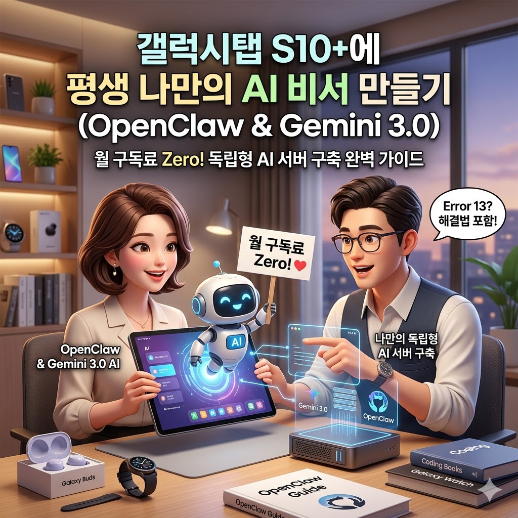 갤럭시탭 S10+에 평생 나만의 AI 비서 만들기 (OpenClaw &amp; Gemini 3.0)