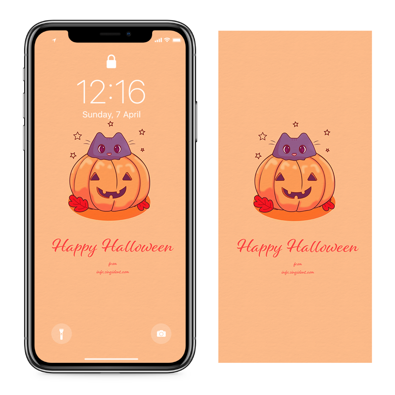 10 호박등 일러스트 C - Happy Halloween 아이폰귀여운배경화면