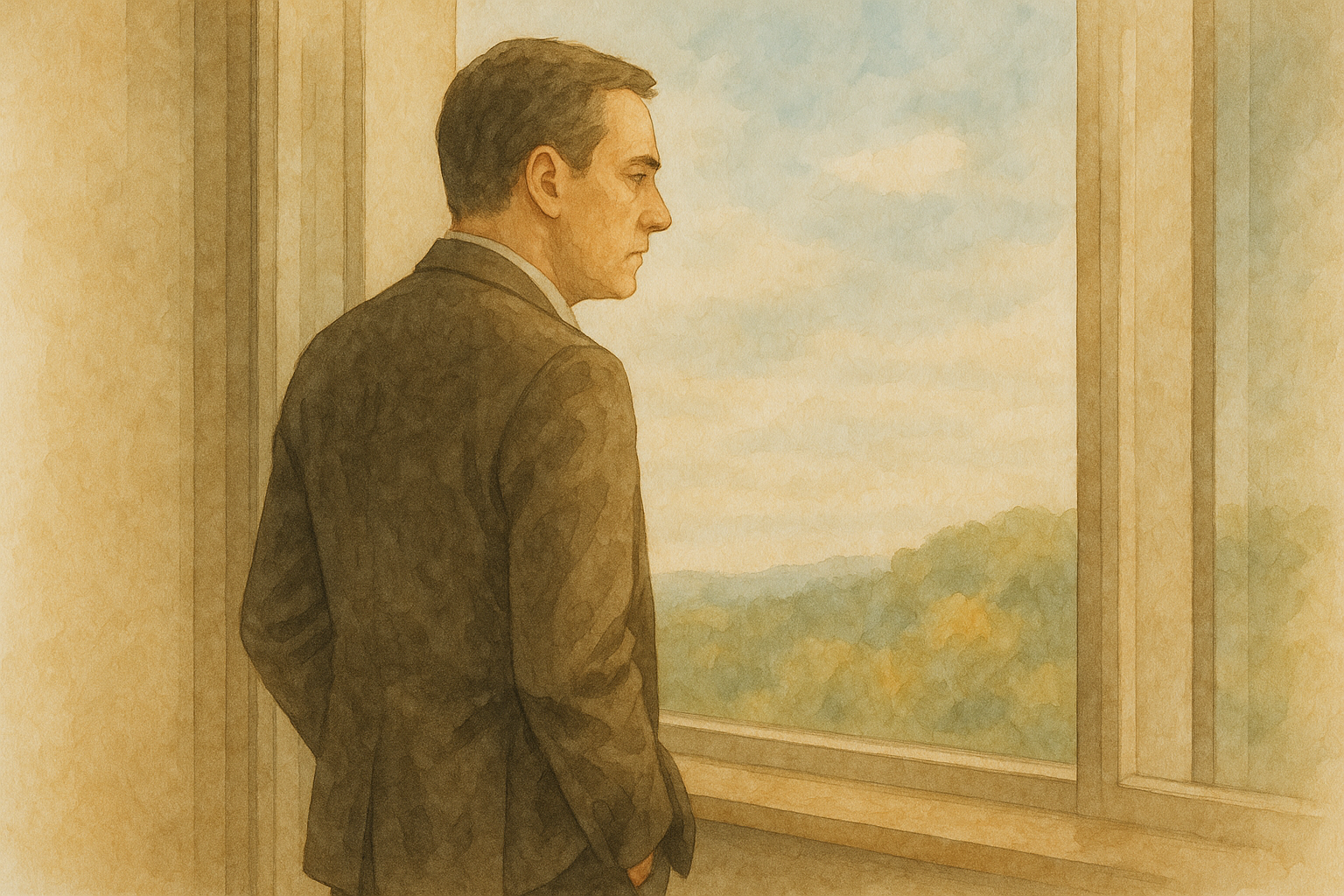 창가에서의 깊은 사색