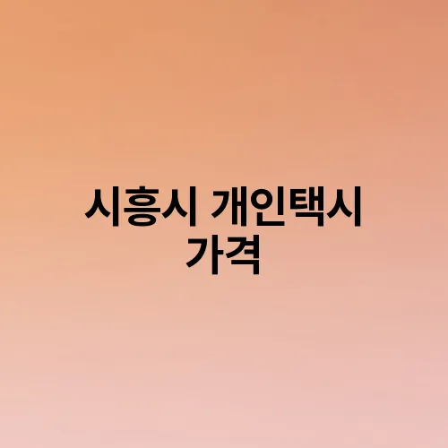 시흥시 개인택시 가격