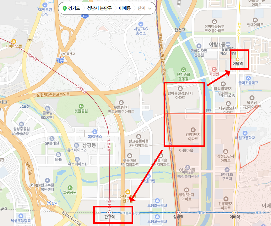 탑마을 대우 선경 지도