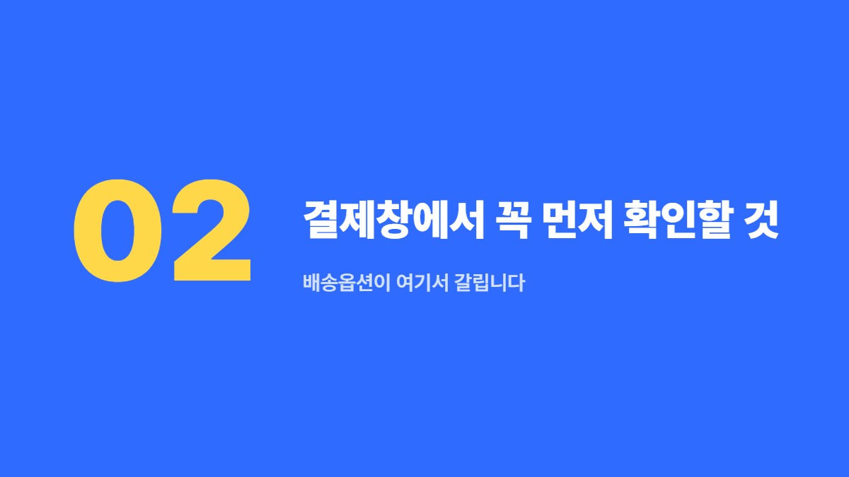 결제창에서 꼭 먼저 확인할 것 — 배송옵션이 여기서 갈립니다