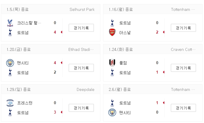 토트넘 경기일정
