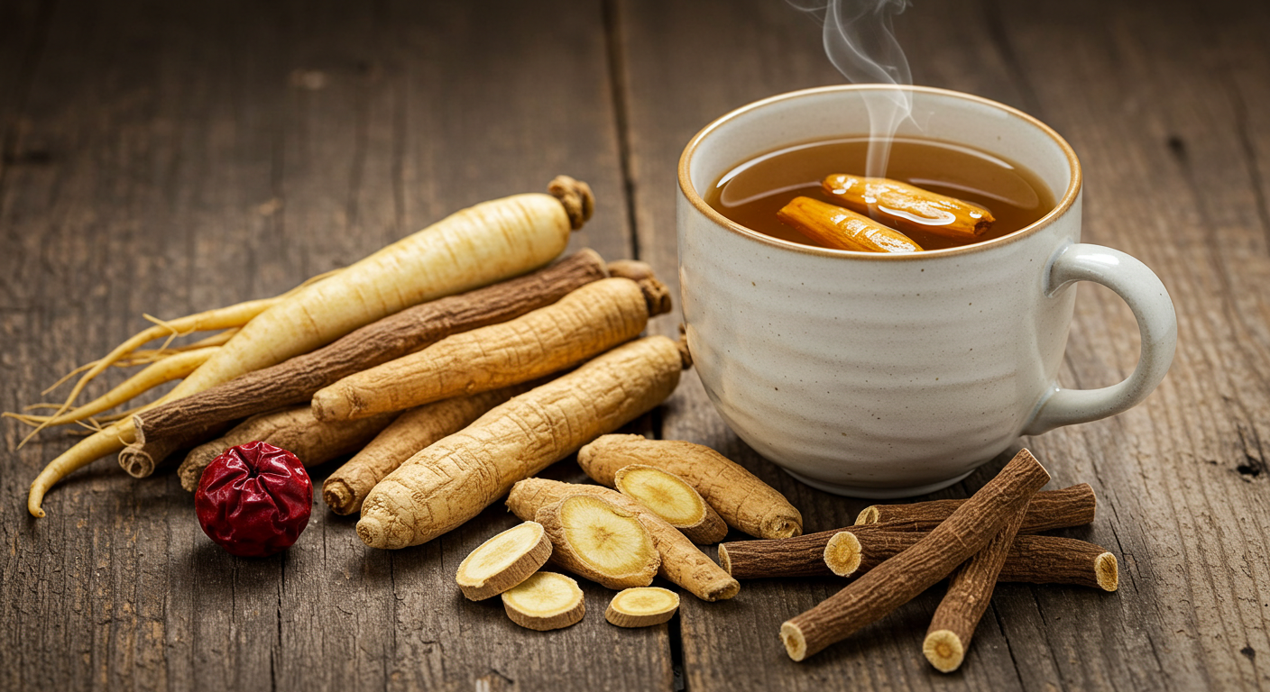 홍삼, 감초, 황기 사진